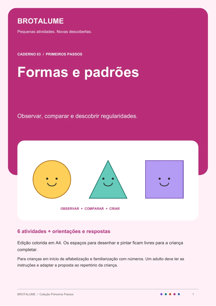 Capa do caderno Formas e padrões